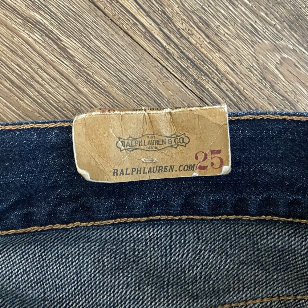 Polo Ralph Lauren Dungarees Patchwork Blue Distressed Denim Pants Wmns Sz 25 NEW - Picture 5 of 10